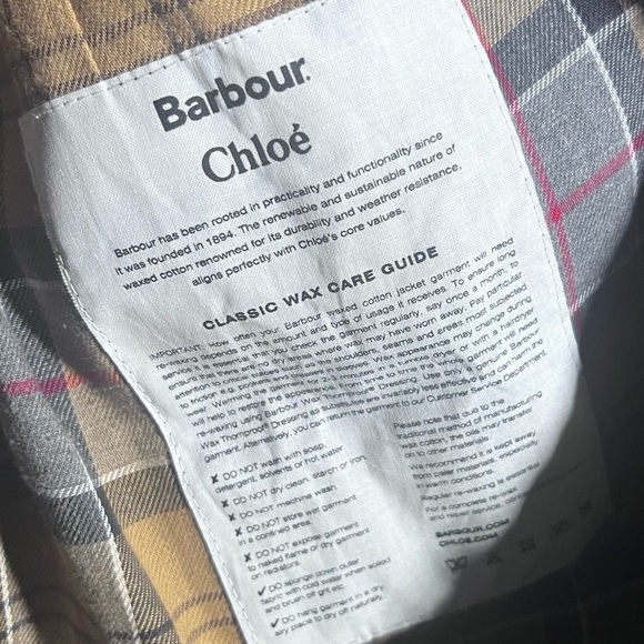 Barbour x Chloé Navy Blue Dany Dani Ruffled Waxed Trench Coat Chloe US 2 - Picture 14 of 16